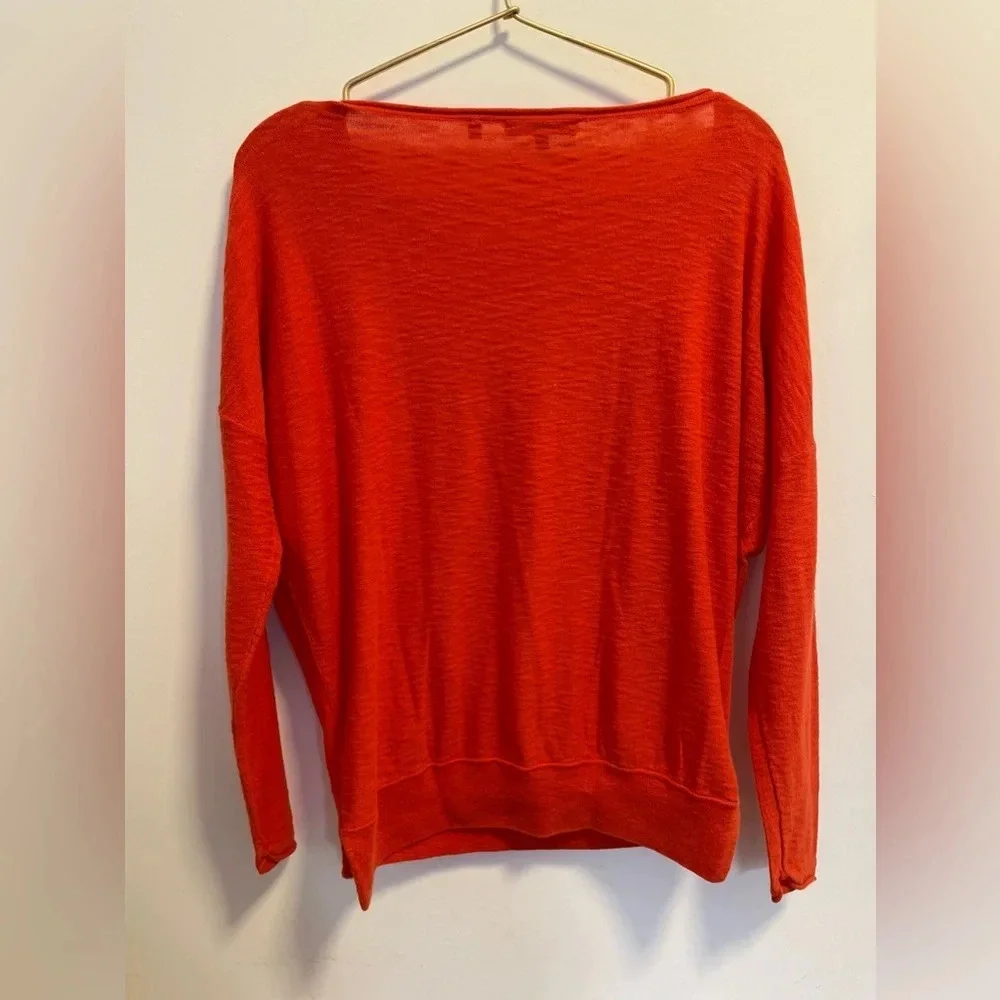 Vince Red Orange Long Sleeve Lightweight Sweater Womens - Picture 6 of 8